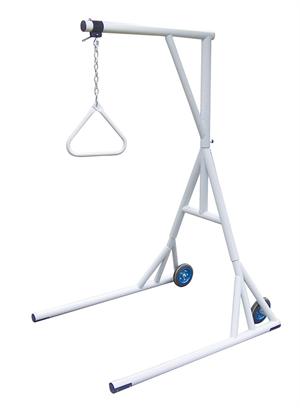 Free Standing Heavy Duty Bariatric Trapeze with Base and Wheels, rated up to 1,000 lbs. Easy to assemble. overhead boom swivels from 0° to 180°.