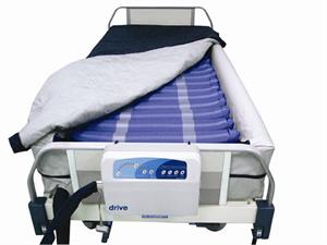 Med Aire 8" Defined Perimeter Low Air Loss Mattress Repl System with static perimeter, cell-on-cell design to prevent bottom out, rated up to 450lbs, whisper quiet pump, 20 air bladders wiwth 9 laser holes to keep patient cool. 