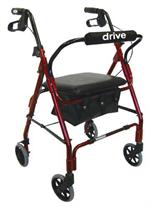 Go Lite Padded Seat Rollator Walker with Loop Brakes