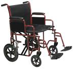 Bariatric Heavy Duty Transport Wheelchair with Swing-away Footrest BTR20-B, Dual, reinforced steel cross braces, weight capacity 450 lbs, Reinforced steel frame, Heavy-Duty, nylon reinforced upholstery, black carry pouch, Removable, reversible arms. 
