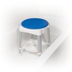 Bath Stool with Padded Rotating Seat By Drive Medical RTL12061, weight capacity 400lbs, rotating padded seat, heigh adjustable, removable tray for personal items, limited lifetime warranty. 