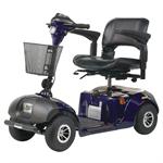Daytona 4 GT Medium Sized 4 Wheel Scooter with padded seat in blue.